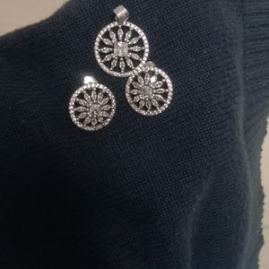 Pure Silver Pendent & earrings