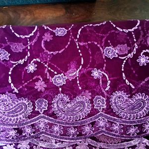 Wedding Purple Color Full Gown With Dupatta/ Veil