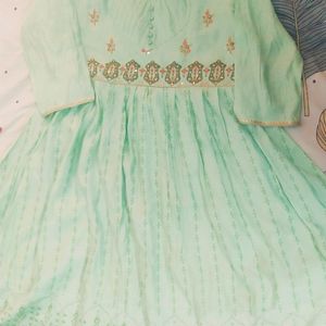 Light Green Long Umbrella Kurti (XXL)