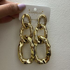 Gold Wringly Layered Statement Earrings