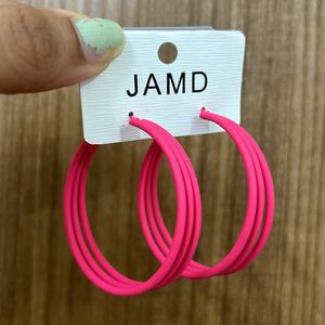 Hot Pink Triple Big Hoop Earrings