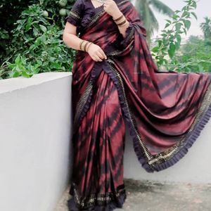 Beautiful Mirror Dazzle Work Saree For Party Use