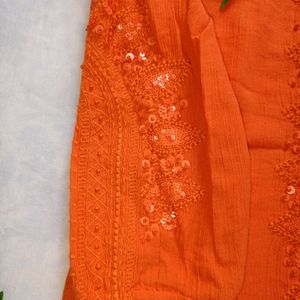 Orange Colour Embroidery Top