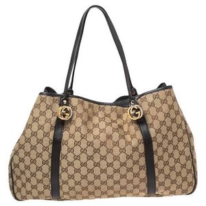 Authentic Gucci GG Canvas and Leather Large Tote