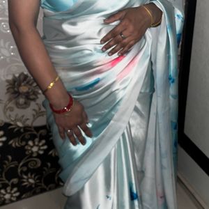 satin saree with designer blouse