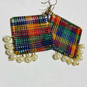 Multicoloured Beaded Drop Earrings