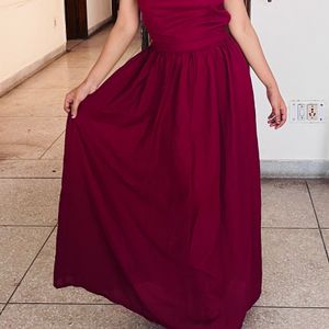 Backless Wine Gown Dress