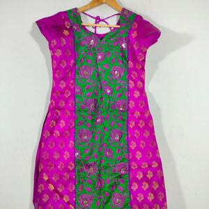 Pink And Green Kurti (Women's)