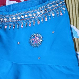 Blue Pure Hand Work Saree