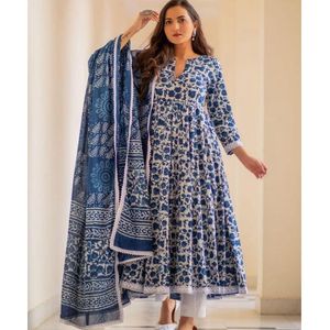 Cotton Kurta Dupatta Plazo Pant Set