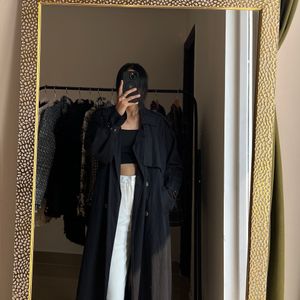 Black Casual Trench Coat