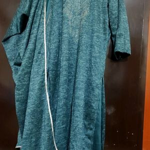 Sea Green Winter Kurta Plazo With Dupatta 42 Bust