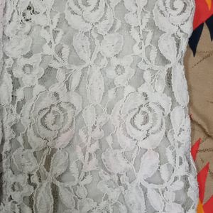 Off White Floral Net Top