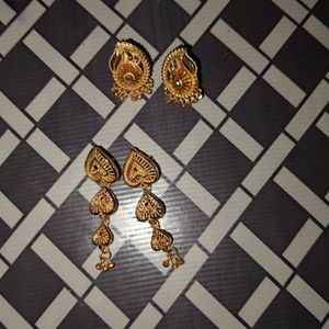 Golden Earrings 2 Pairs