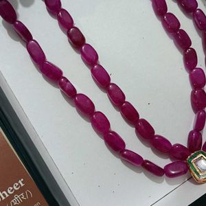 Pink Polki And Kundan Necklace