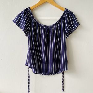 H&M Blue Strips Top