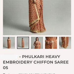 Pure Chiffon Heavy Full Phulakari Embroidery Saree