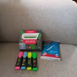 Set Of 14 Highlighters  And 10 Reynolds Pen