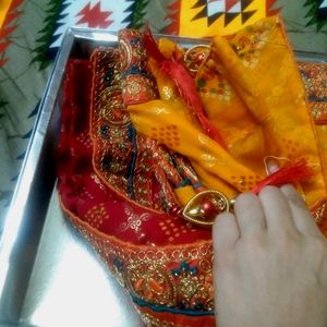 Red Yellow Saree Women's