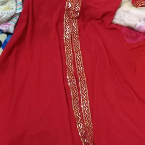 Its Red Colour Front Cut Long Kurta