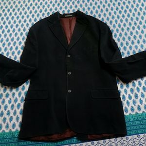 Fine Tailor Fully Stitched Men Black Blazer