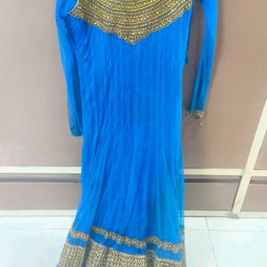 Blue Net Anarkali Kurta