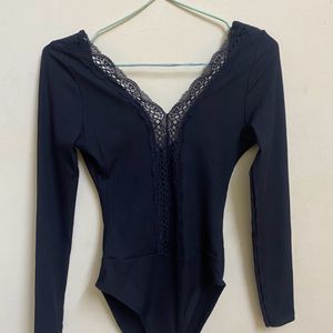 H&M Black Netted Lining Bodysuit