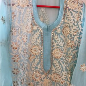 Embroidery Chickankari Patch Work Kurta & Dupatta