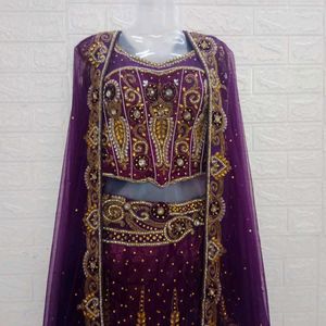 Wine Embroidery Coorset Lehenga Choli