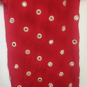 Karvachauth Special ..Red Mirror Work Kurta