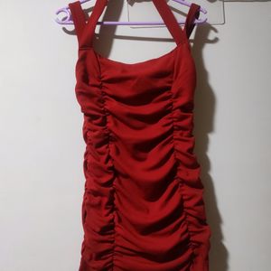 Red Ruched Dress