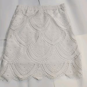 White Pearl Embroidered Skirt