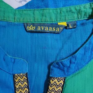 Avaasa kurta, L Size Beautiful Blue Green Shade