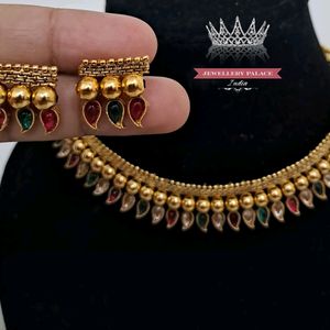 Beautiful Multicolour Necklace Set With Earrings