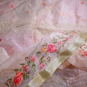 Organza Dupatta With Silk Embroidery