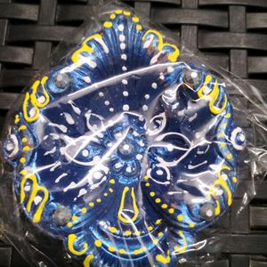 Blue Painted Diyas - Set Of 3