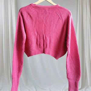 Pink Crop Cardigan