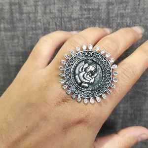 Silver Oxidized Ganesha Ring