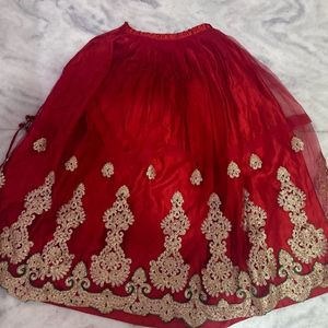 Red Color Stitched Lehenga