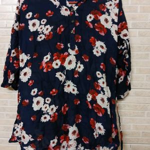 Stylish Floral Print Multicolored Top Size L