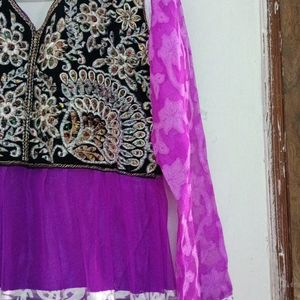 Anarkali Purple Dress For Girls