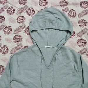 Light Blue Cotton Stretchable Hoodie