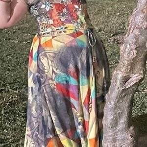 Multicolour Mirror Work Gown