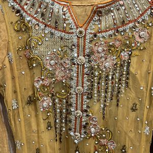 Pakistani Original Golden Heavy Embroidered Dress