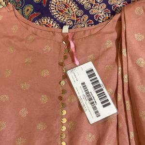 Ahalyaa Rose & Golden Ethnic Motifs Printed Dress