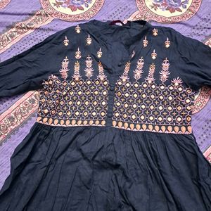 Purple/voilet Cotton Anarkali Type Kurta