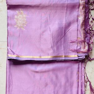 Lavender Satin Silk Saree