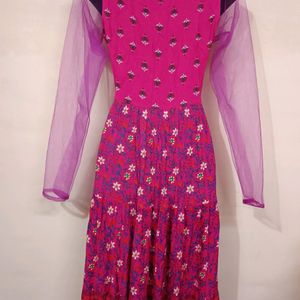 Women Floral Print Anarkali Dress