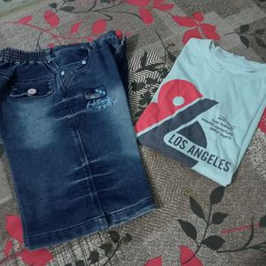 Combo Of Tshirt And Jeans Capri