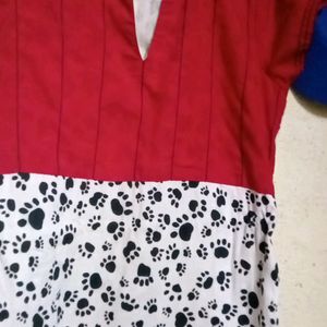 Red And White Cotton Kurti